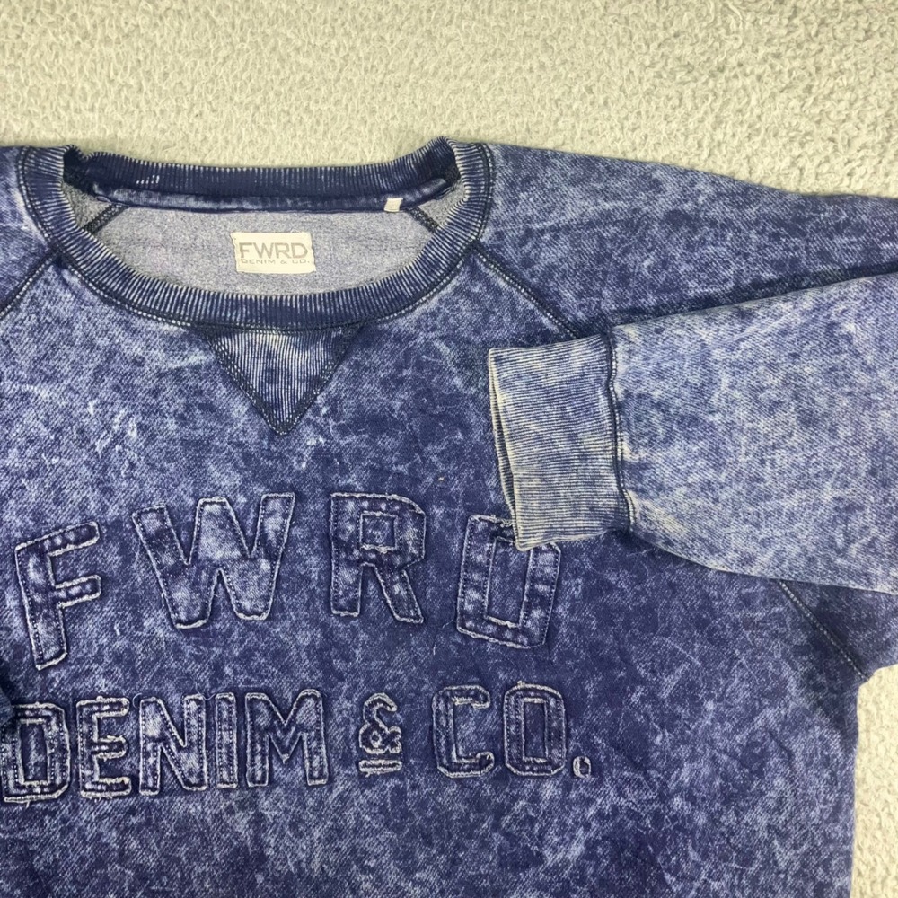 FWRD Denim & Co. Sweatshirt Men 3XL Blue Acid Wash Raglan L/S 90s y2k Streetwear